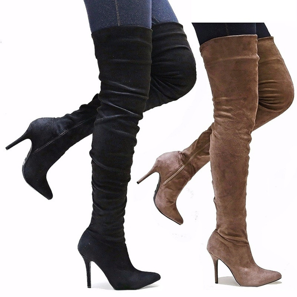 womens knee high heeled boots