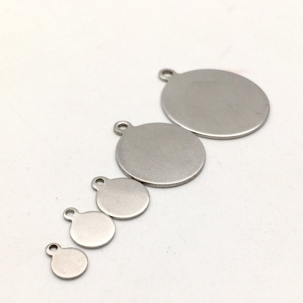 100pcs Stainless Steel Round Sleek Blanks Bead Disc Stamping Coin Tags ...