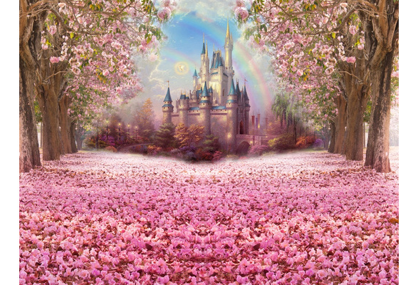 Haoyiyi 9x6ft Spring Cartoon Fairy Tale Castle Dreamy Wonderland Backdrop Backgrpund Photography Kid Children Newborn Birthday Baby Shower Wedding Cake Table Tea Party Wallpaper Poster Decoration