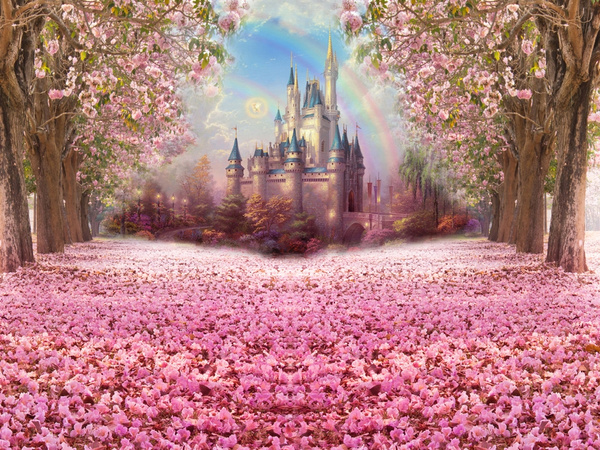 7x5ft Photography Backdrops Fairy Tale Castle Beautiful Pink Woods ...