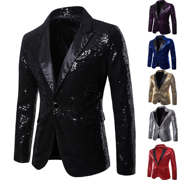 Mens Sequin Jacket with Bow Tie Suit Blazer Cabaret Carnival Outfit ...