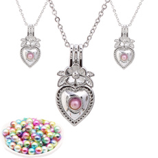 trendy necklace, Heart, pearl jewelry, Flowers