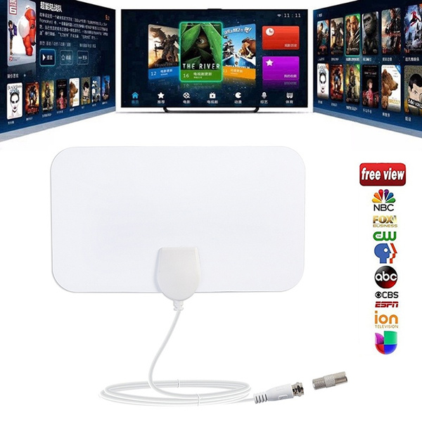 TV Antenna HDTV Flat HD Digital Indoor Amplified 50Mile Range TV Fox ...