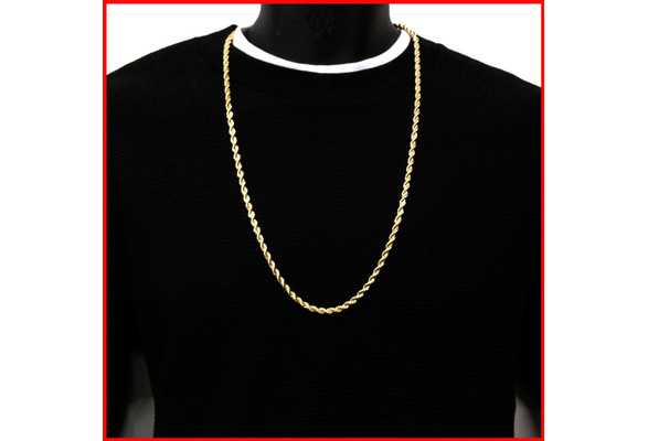 Mens 14K Yellow Gold Plated 4mm Rope 