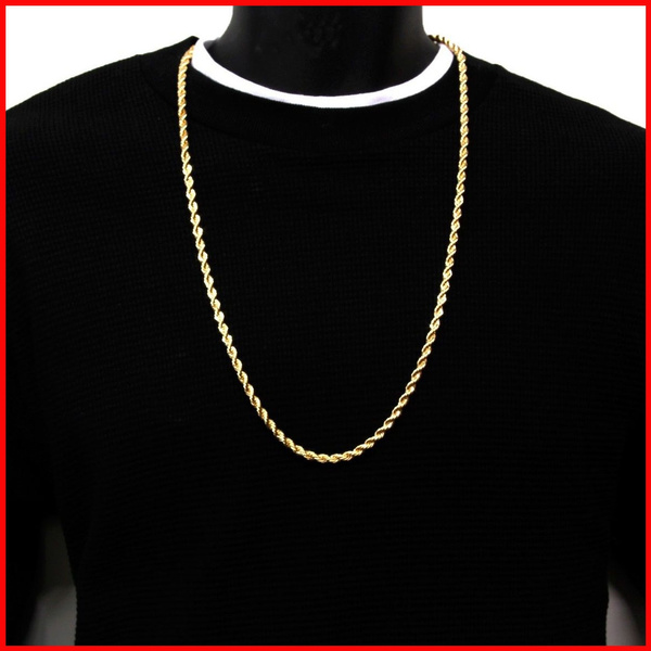 Mens 14K Yellow Gold Plated 4mm Rope 