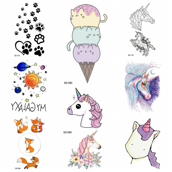 Rainbow Unicorns Tattoo Sheet  Tattly Temporary Tattoos  Stickers