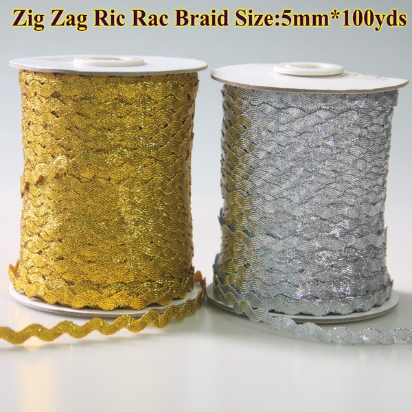 Metallic Gold Silver Zig Zag 5mm Ric Rac Ribbon Braid Trimming DIY ...