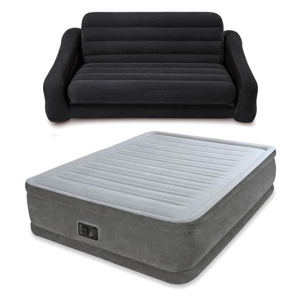 Intex Queen Air Bed Mattress w/ BuiltIn Pump + Inflatable Queen Pull