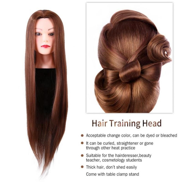 Cosmetology Mannequin Head Human Hair Synthetic Fiber Doll Hairdresser  Training