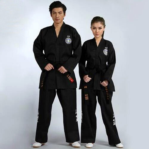 Women Men ITF WTF Taekwondo TKD Martial Arts Suit Uniform V Neck Dobok Costume 