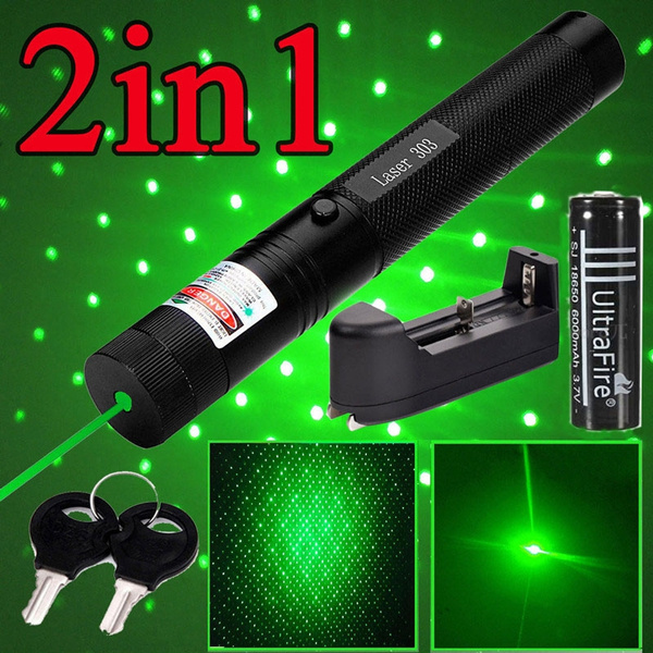 10Miles 532nm 303 Green Laser Pointer Lazer Pen Visible Beam Light+18650+Charger 