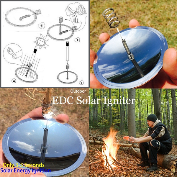 Parabolic Reflector Solar Fire Making Mirror Survival Kit Outdoor Emergency Tool