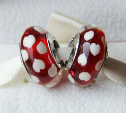 Charm Bracelet, Heart, namebeadsforpandoraidmuranoglassbead, Jewelry