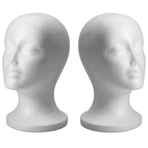 Display Female Foam Mannequin Head Model Hat Wig Display Stand Rack white