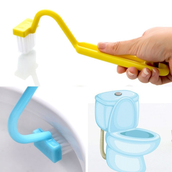 S Type Toilet Cleaning Brush Portable Brush Scrubber Curved 