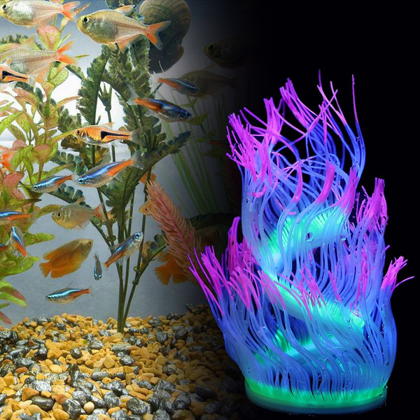 Luminous Ornament Artificial Coral Sea Anemone Fish Tank Beautiful Landscape Ornament Aquarium Accessorie Wish