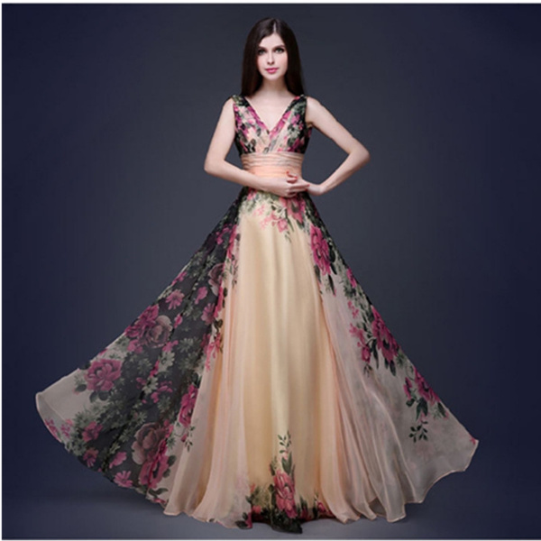 French floral chiffon dress women's summer design sense v-neck long-sl –  Lee Nhi Boutique