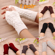 1 Pairs Autumn and Winter Gloves Unisex Men Women Arm Warmer Fingerless Knitted Long Gloves Cute Mittens