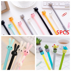 5pcs Student Stationery Lovely Cute Children Neutral Pen Soft Gel Signature Pen Kids Writing Office Pencil Test Pencil 8 Styles