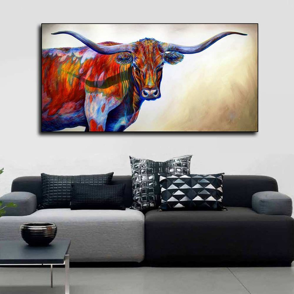 Nordic Minimalism Wall Art Longhorn Cow Poster Animal Oil Painting Highland Cattle Bull Vintage Canvas Hallway Mural Decor Picture Retro Decorative Home Wish - Longhorn Home Decor Nordic Minimalism Wall Art Longhorn Cow Poster Animal Oil Painting Highland Cattle Bull Vintage Canvas Hallway Mural Decor Picture Retro Decorative Home Wish - Longhorn Home Decor