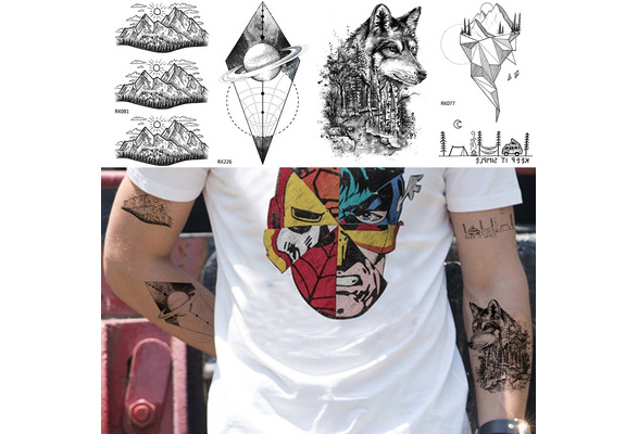 Tough Guy Tattoo Stickers Men Forest Wolf Temporary Arm Tattoo Women Geometric Stars Waterproof Tattoo Stone Camping Black Body | Wish Tough Guy Tattoo Stickers Men Forest Wolf Temporary Arm Tattoo Women Geometric Stars Waterproof Tattoo Stone Camping Black Body | Wish