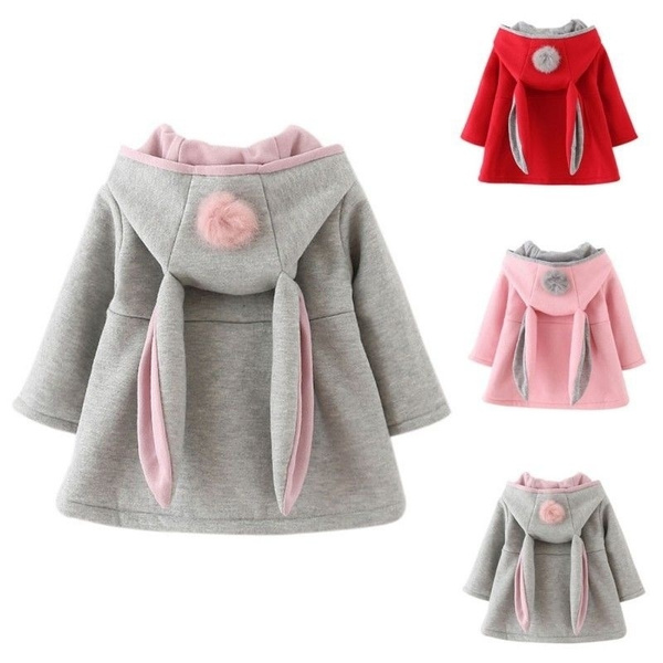 2018 Infant Toddler Baby Kids Girl Winter Warm Rabbit Ear Hooded Coat ...