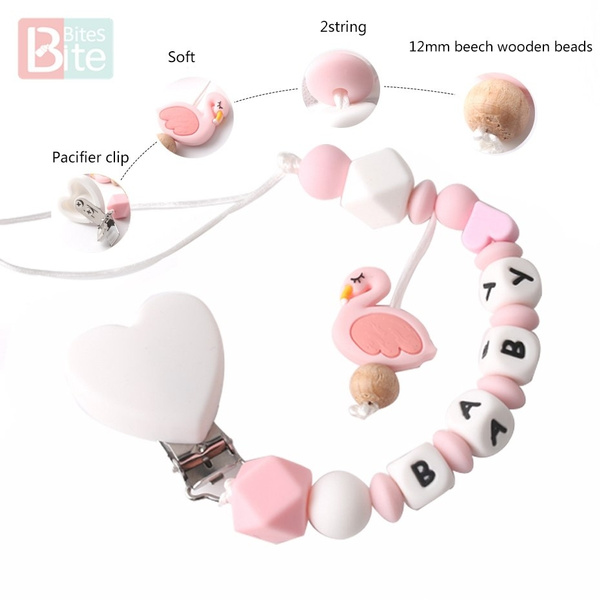 40X Wooden Beads Flamingo Shape Mix Spacer Beads Pacifier Clip Jewelry Making 