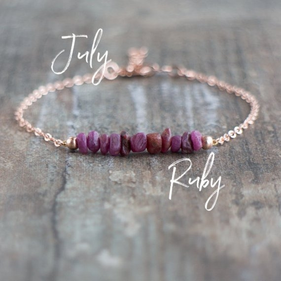 Raw crystal bracelet with ruby Dainty bracelet with ruby