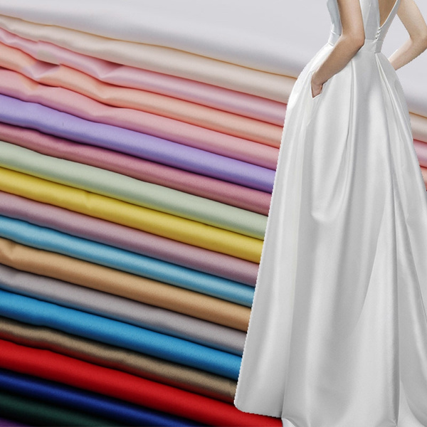 Satin Silk Fabric Plain Thick Cloth Wedding Evening Dress Craft