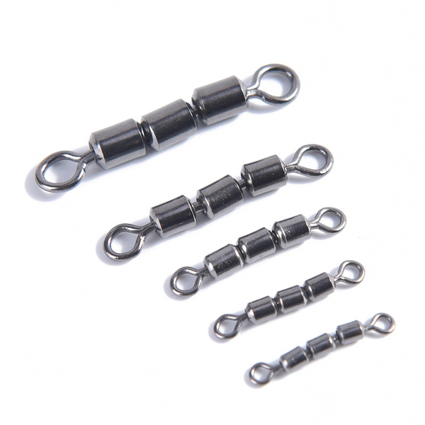 10pcs/bag High Speed strength Fishing triple Rolling Swivel Barrel ConnectorCL7 