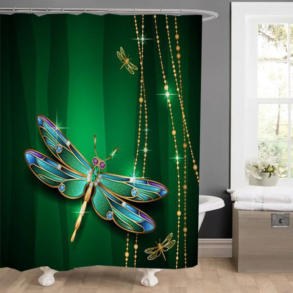 Customized Shower Curtain Pearl, Dragonfly Bathroom Decor
