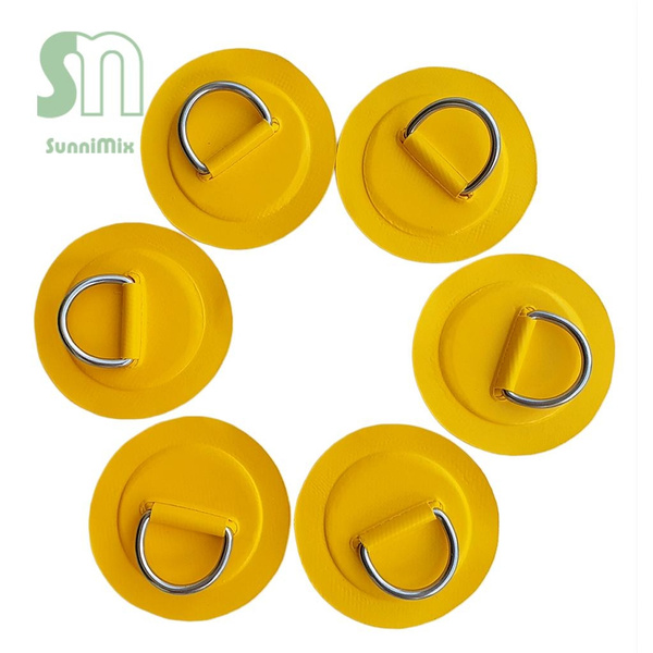 SM SunniMix 6Pcs Stainless Steel D-Ring Pad/Patch for PVC Inflatable Boat Raft Dinghy Surfboard SUP Paddleboard Accessories