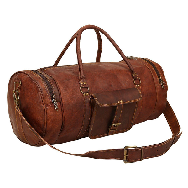 Cuero Vintage Leather round Duffel Travel Overnight Gym Bag ...