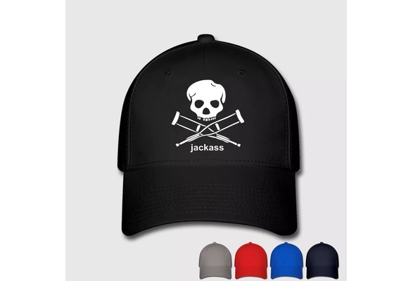 Jackass Skull Crutches Print Caps Hats 