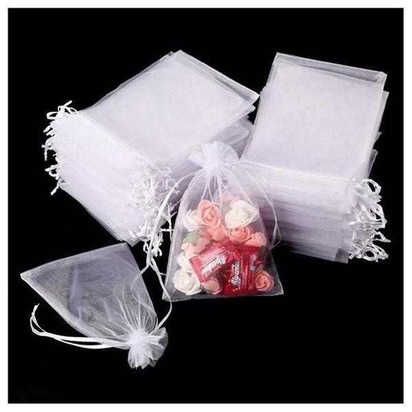 50pcs Pouch Sachet Bag Organza White 15x10cm wedding party candy gift ...