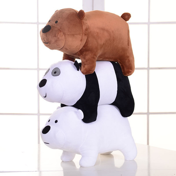 3pcs 10'' We Bare Bears Ice Bear Panda Grizzly Plush Toy Stuffed Animal Doll  Gift | Wish