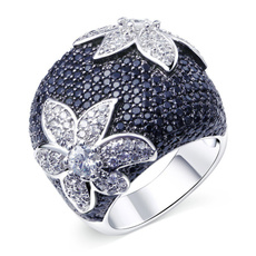 crystal ring, zirconring, flowerring, Vintage