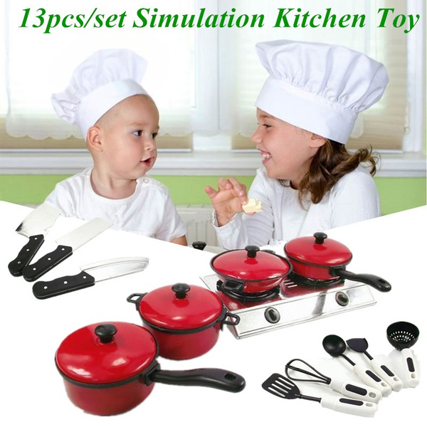 13Pcs Kitchen Toy Set Children's Kitchen Cookware Tableware