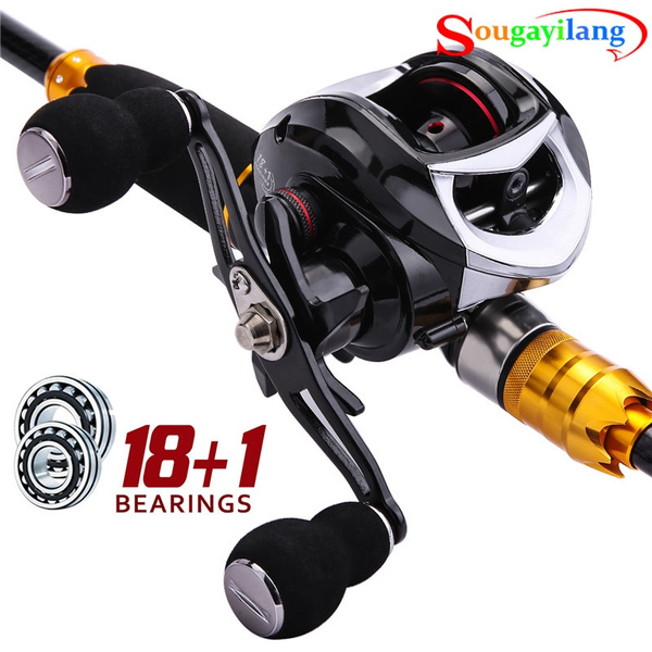 Baitcasting Reel 18+1BB Dual Brakes 7.4OZ Carbon Baitcaster Fishing