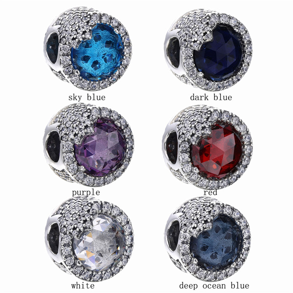 925 Sterling Silver Dazzling Snowflake with Colored Stone Charm