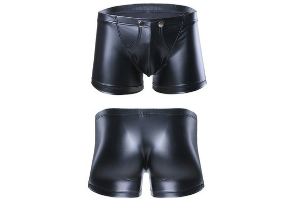 CHICTRY Mens Lingerie Patent Leather Wet Look Shorts Boxer Trunks