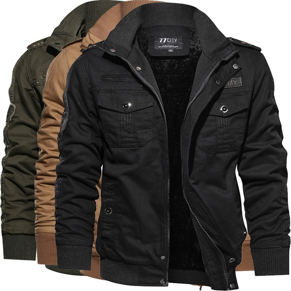 New Fashion Plus Velvet Military Jacket Add Wool Cashmere Warm Padded ...
