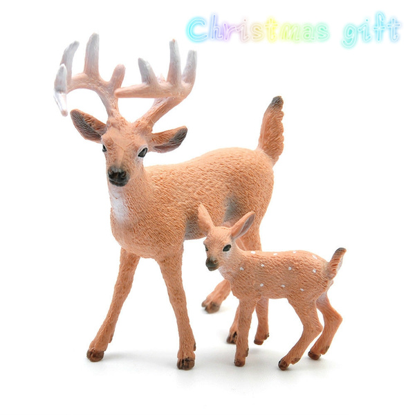 Christmas Mini Deer Figure Doll White-tailed Reindeer Home Party Xmas Decor Toy 