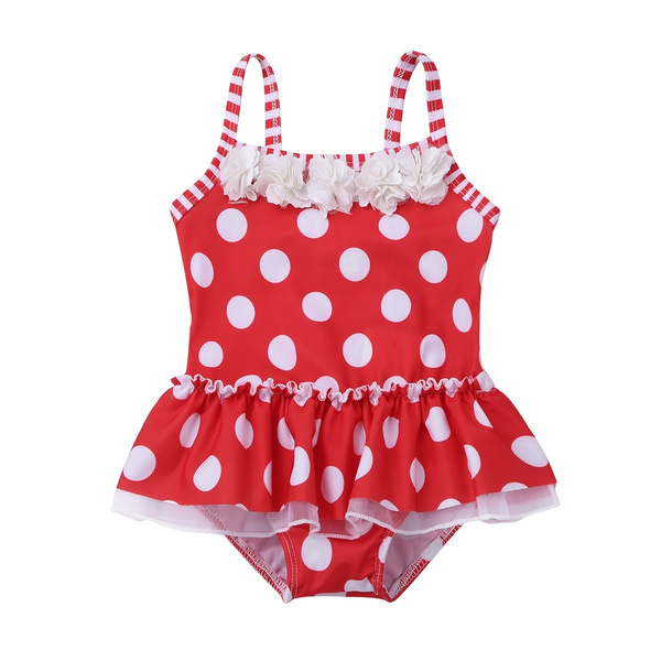Sleeveless Swimsuit Newborn Baby Girl Polka Dot One-Piece Swimwear ...