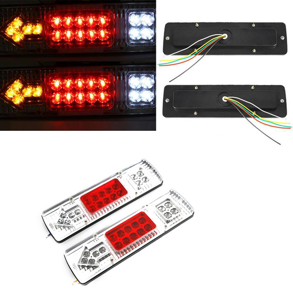 2Pcs 12V 19 LED Car Truck Trailer Rear Light Taillight Brake Turn