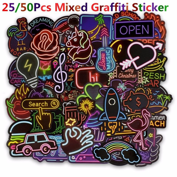50 pcs Mix Lot Stickers Skateboard Sticker Graffiti Laptop Luggage Car Decals