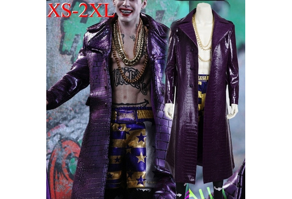 JARED LETO SUICIDE SQUAD JOKER CROCODILE LEATHER COAT HALLOWEEN COSPLAY  COSTUME