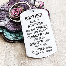 Brother-Inspirational Keychain Always Remember You Are Braver Than You Believe, Stronger Than You Seem... Inspirational Jewelry Keychain