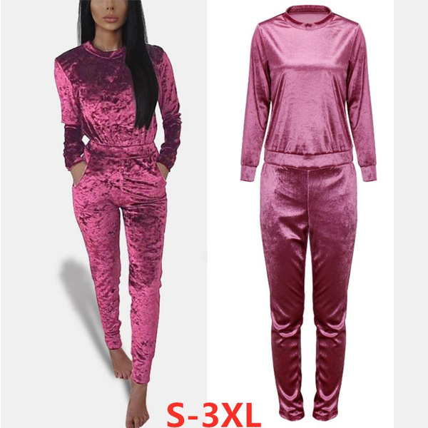 Women Tracksuit Long sleeve 2 Piece Outfits Velour for Velvet