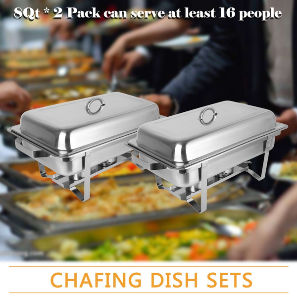 CATERING STAINLESS STEEL CHAFER CHAFING 2 PACK DISH SETS 8 QT PARTY PACK 